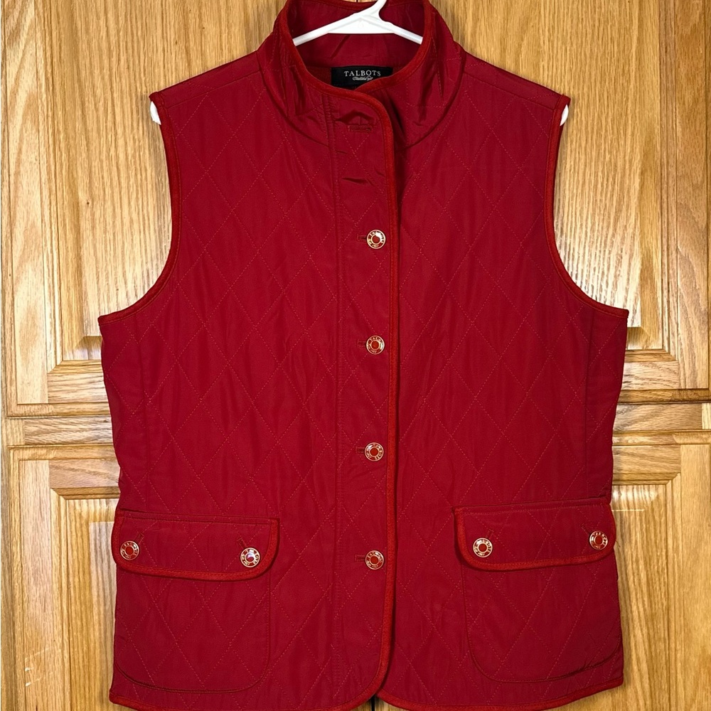 Talbots Women's Vibrant Red Quilted Vest